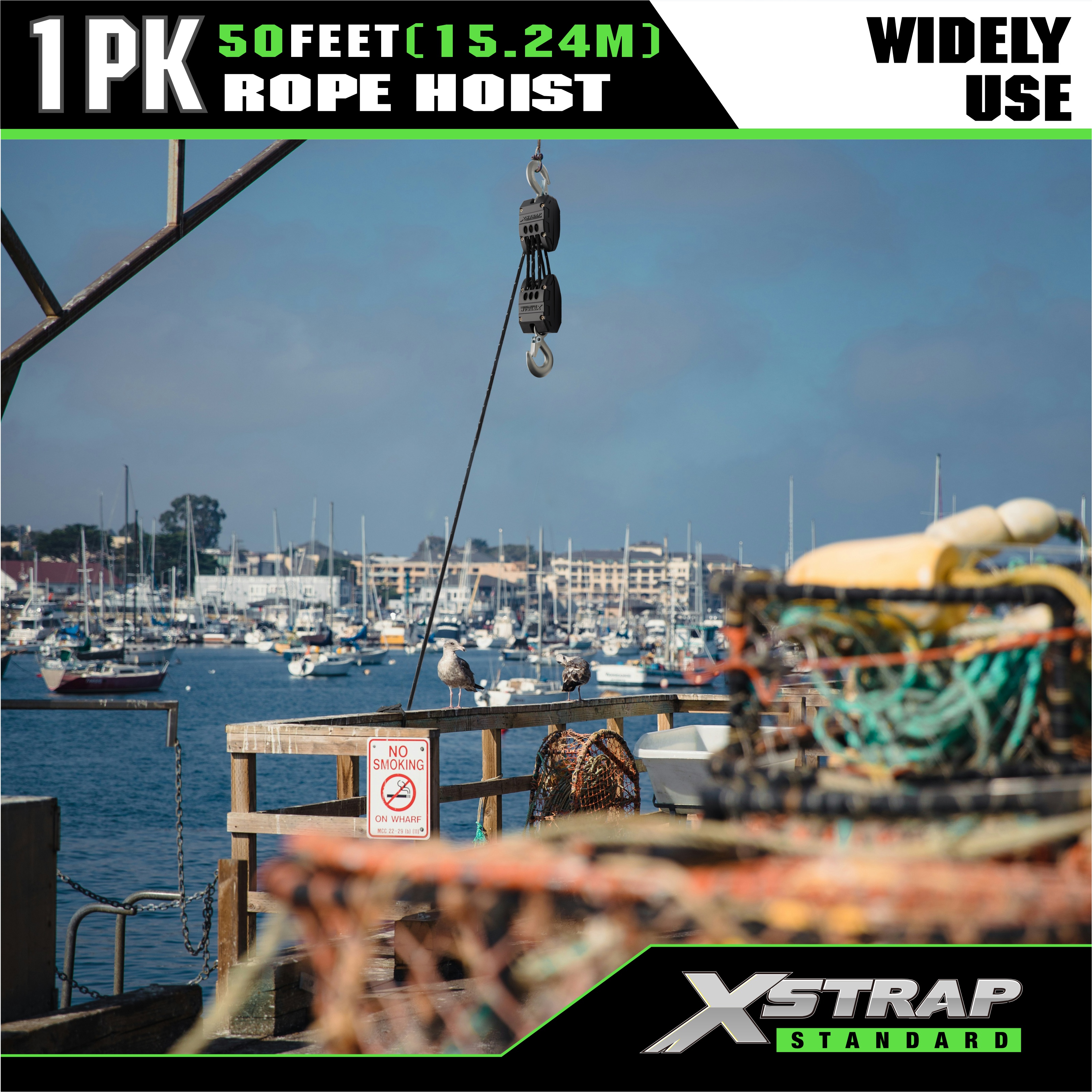 XSTRAP AHLT0003 কালো দড়ি হোস্ট পুলি সিস্টেম 1000LB