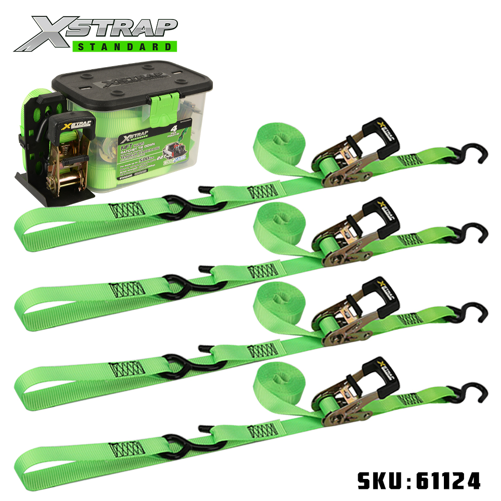 Xstrap 61124 1” x 14’ 4PK র্যাচেট টাই ডাউন স্ট্র্যাপস সফট লুপ 500lb SWL সহ