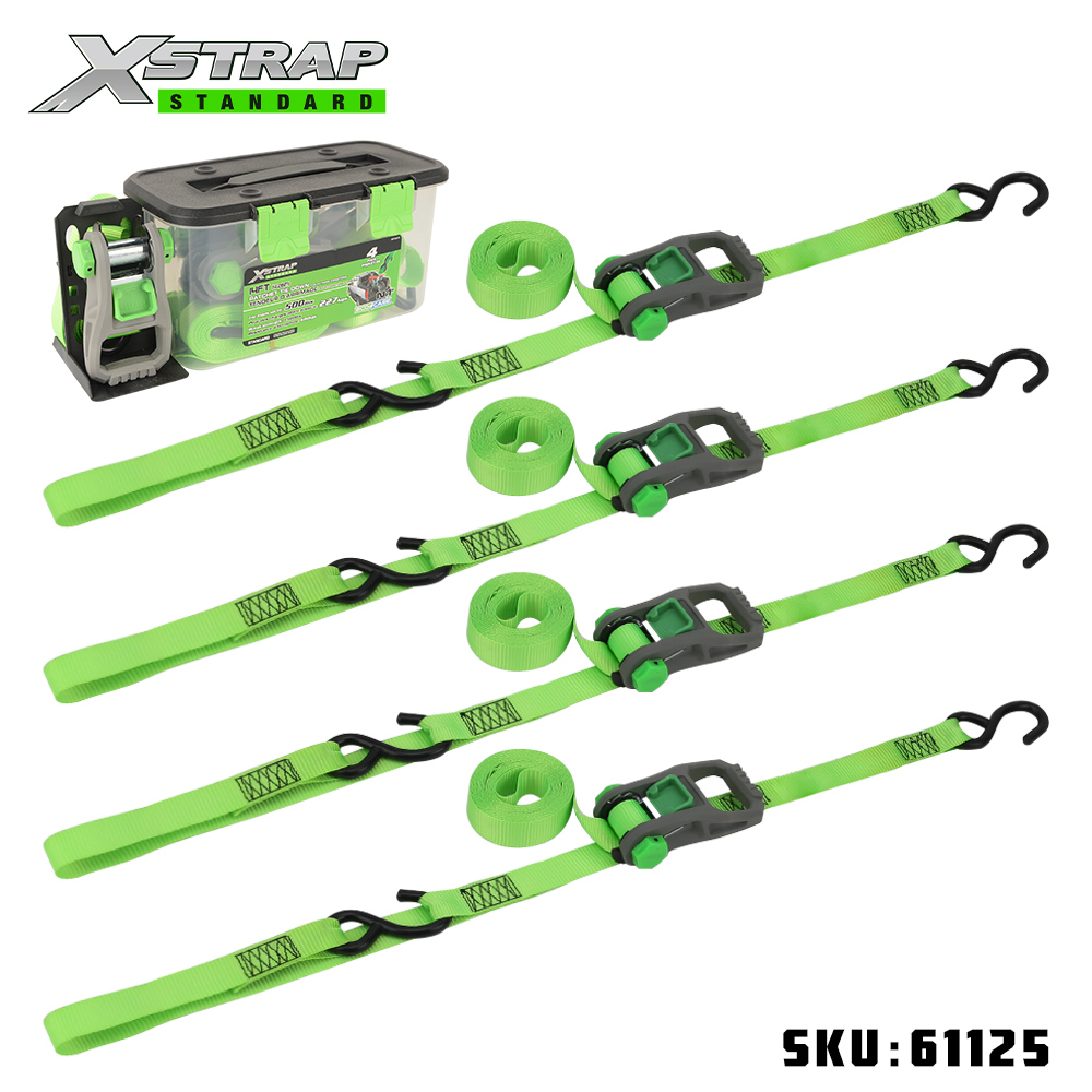 Xstrap 61125 1” x 14’ 4PK র্যাচেট টাই ডাউন নরম লুপ 500lb SWL সহ