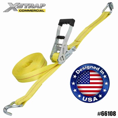Xstrap 66108 2” x 27’ র্যাচেট টাই ডাউন ডাবল জে হুকস 3333lb SWL