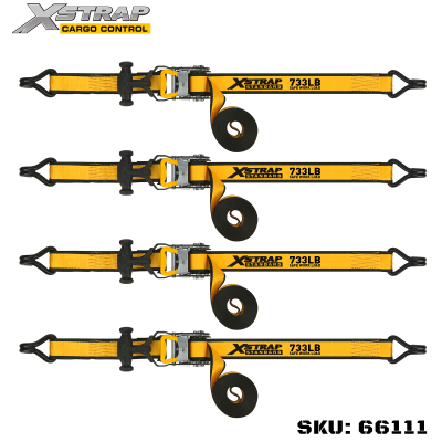 Xstrap 66111 1-1/2” x 16’ 4PK T হ্যান্ডেল র্যাচেট টাই ডাউন 1100lb SWL