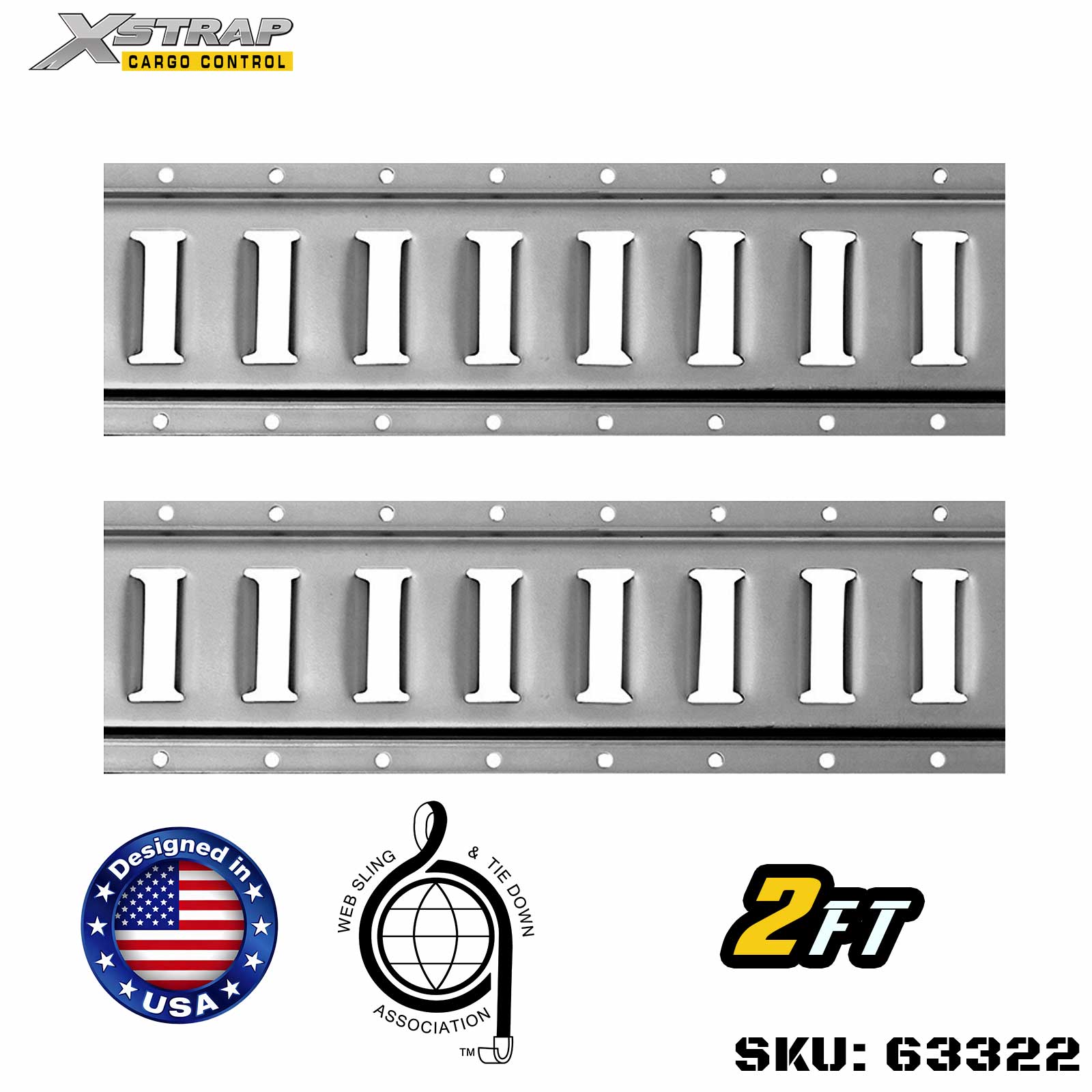 এক্সস্ট্র্যাপ 63322 2' সিরিজ ই লজিস্টিক ট্র্যাক-উচ্চ গ্রেড 12-গেজ ইস্পাত 6000LBS দিয়ে তৈরি